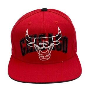 Adidas Chicago Bulls Red Snapback Hat Wool Blend‎ Big Bull Head Spell Out